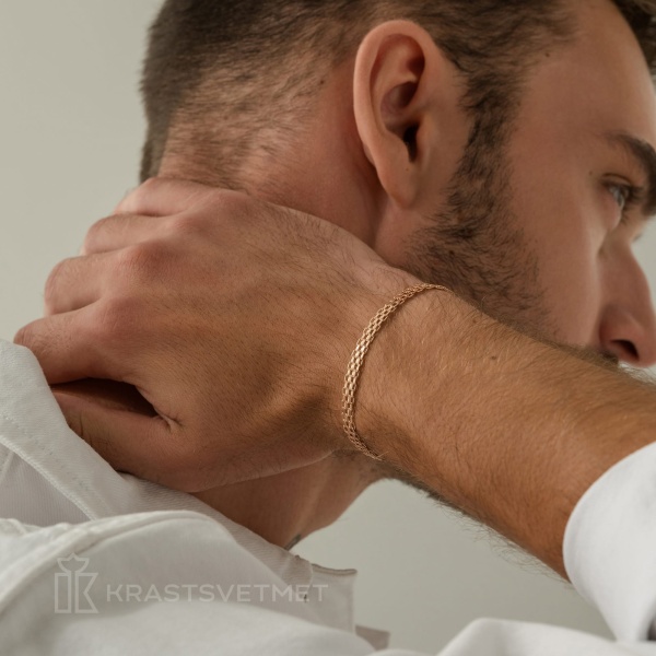 Браслет из красного золота, плетение «Бисмарк двойной»